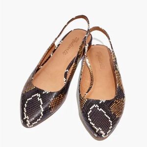 Madewell Margot Slingback Flat in Snake Embossed Leather 8.5